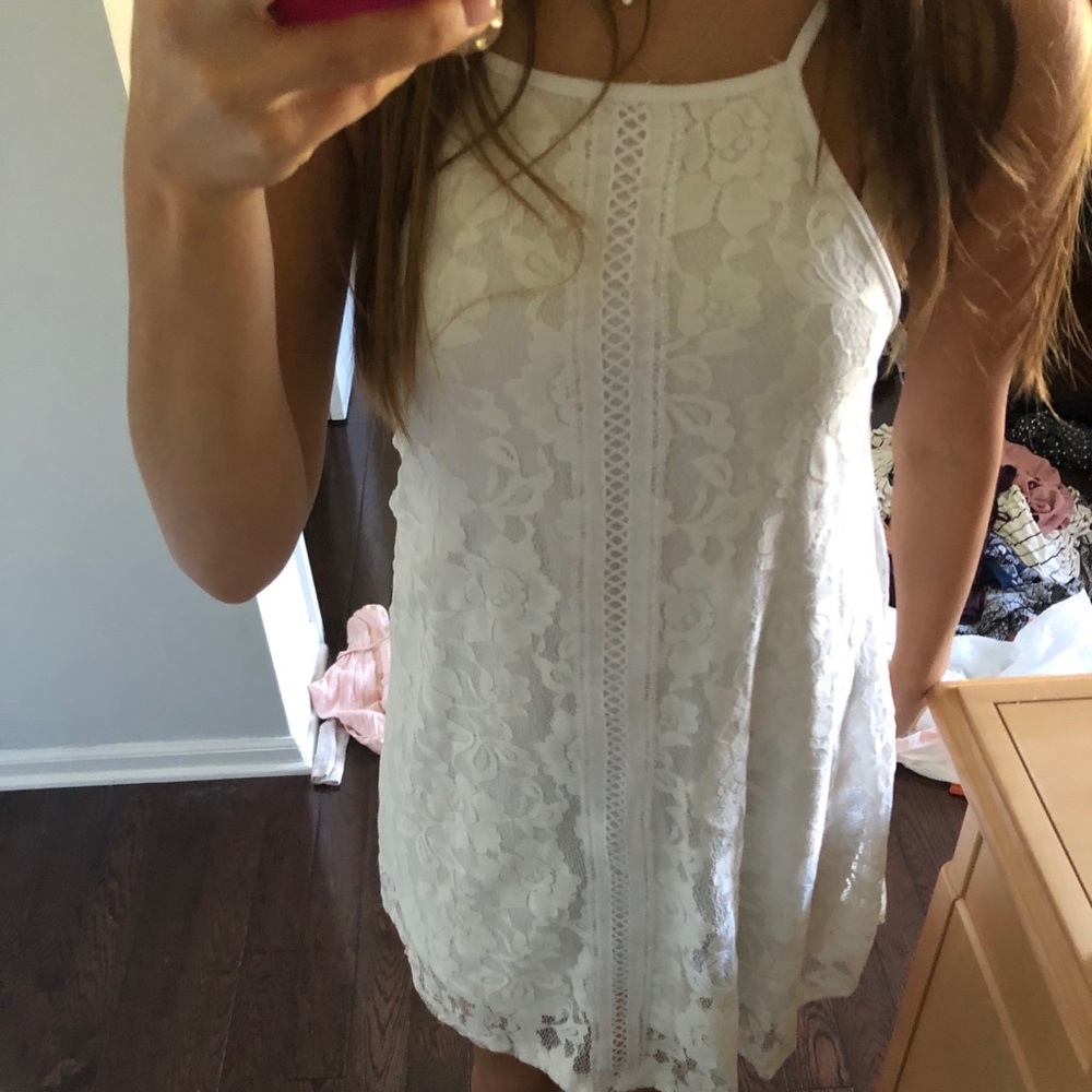 White lace shift dress